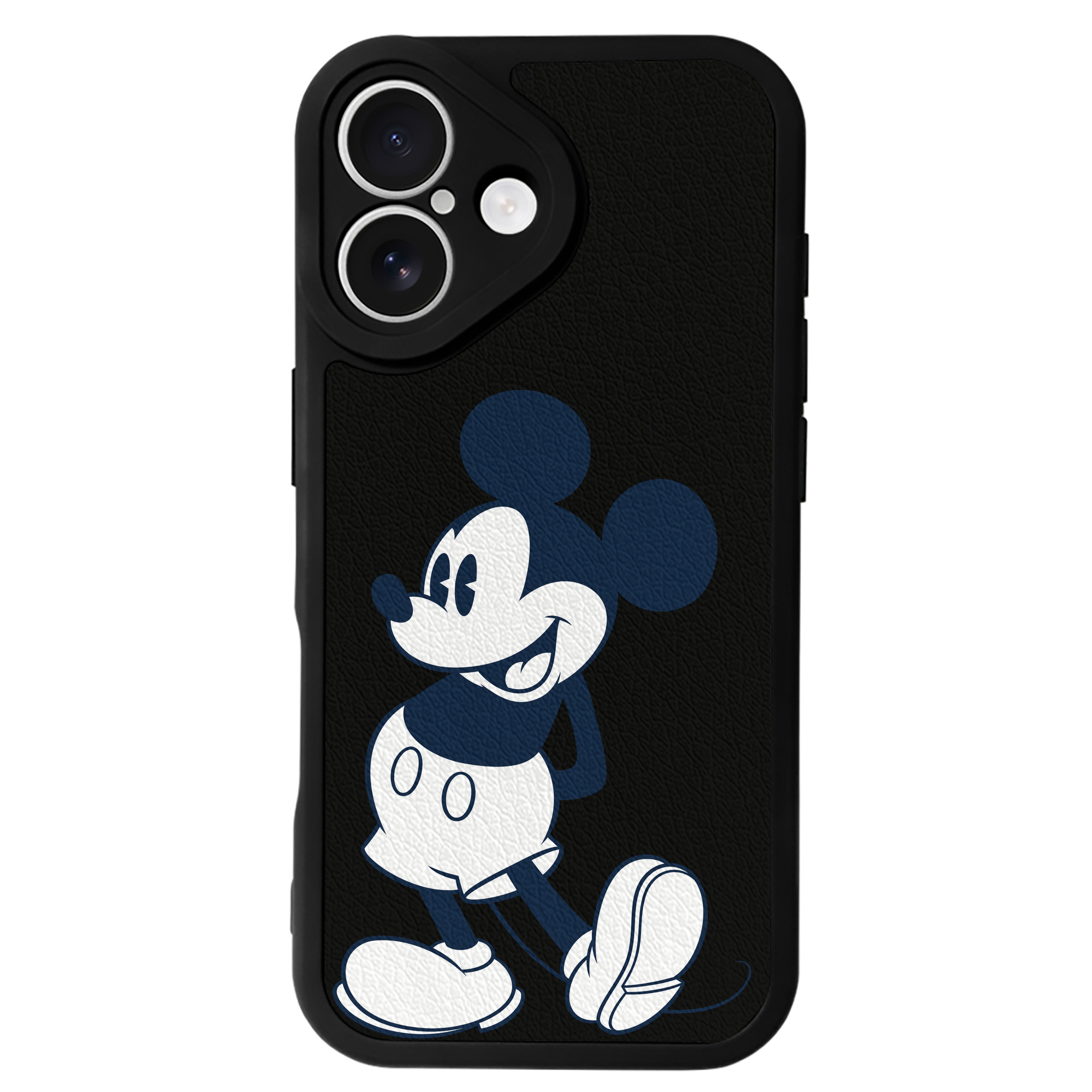 （画像用） ミッキーマウス Mickey Mouse 【iPhone 16シリーズ対応】シリコンスマホケース（レザー調） 材質：シリコン